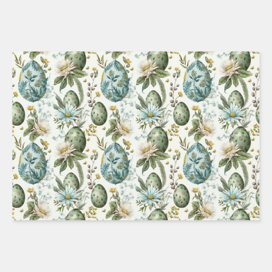イースターエッグヴィンテージノスタルジックパターンNo 2 ラッピングペーパーシート (正面)