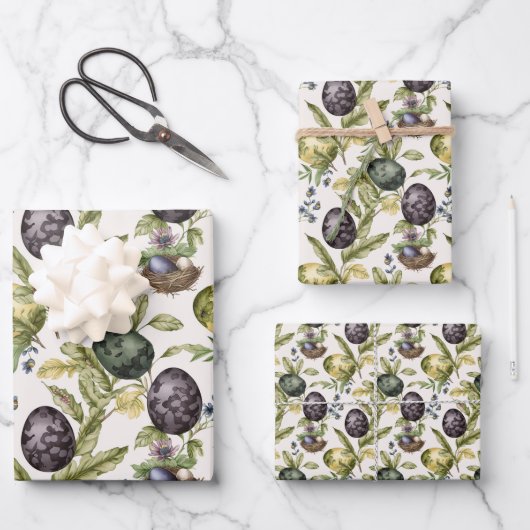 イースターエッグヴィンテージノスタルジックパターンNo 3 ラッピングペーパーシート (正面)