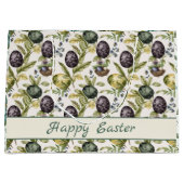 イースターエッグヴィンテージノスタルジックパターンNo 3 ラージペーパーバッグ (正面)