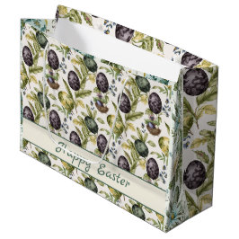 イースターエッグヴィンテージノスタルジックパターンNo 3 ラージペーパーバッグ