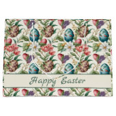 イースターエッグヴィンテージノスタルジックパターンNo 4 ラージペーパーバッグ (正面)