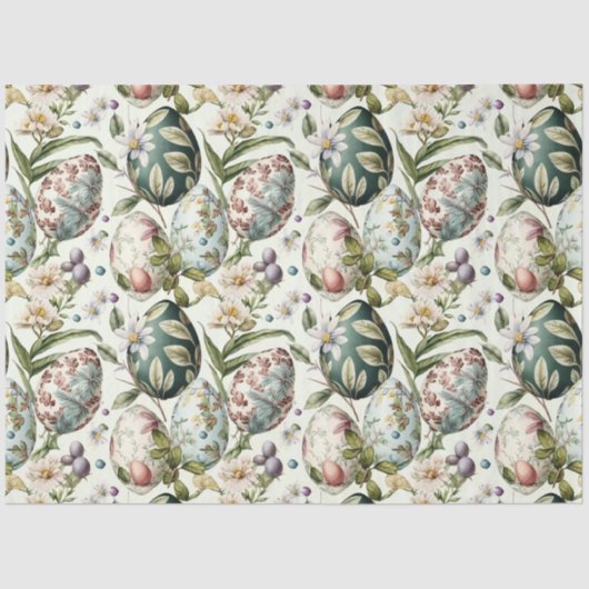 イースターエッグヴィンテージ懐かしいパターン 薄葉紙 (正面)