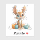 イースターエッグ付きの青い目のパステルバニー シール (シート)