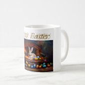 イースターエッグ付きイースターバニーハッピーイースター コーヒーマグカップ (正面右)