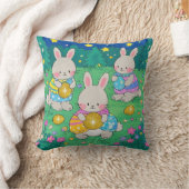 イースターエッグ付きイースターバニー クッション (ブランケット)