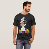 イースターエッグ付き牛のうさぎ耳 クラシック Tシャツ (正面フル)