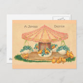 イースターエッグ回転木馬ヴィンテージイースター シーズンポストカード (正面/裏面)