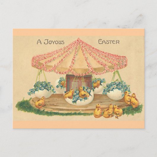 イースターエッグ回転木馬ヴィンテージイースター シーズンポストカード (正面)