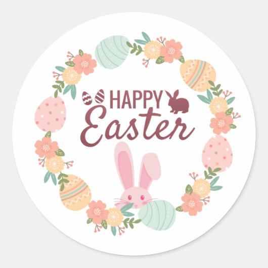 イースターエッグ好意ステッカーとオーナメント ラウンドシール (正面)