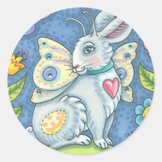 イースターエッグ妖精、ファンタジーラビットスティッカーシート ラウンドシール (正面)
