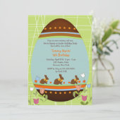 イースターエッグ少年誕生日パーティーの招待 招待状 (スタンド正面)