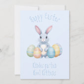 イースターエッグ幼稚園キッズブルーのかわいいバニー シーズンカード (正面)
