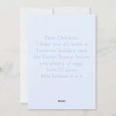 イースターエッグ幼稚園キッズブルーのかわいいバニー シーズンカード (裏面)