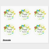 イースターエッグ春の花と蝶リース ラウンドシール (シート)