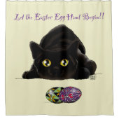 イースターエッグ狩りおもしろい猫 シャワーカーテン (正面)