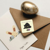 イースターエッグ狩りおもしろい猫 スクエアシール