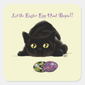 イースターエッグ狩りおもしろい猫 スクエアシール (正面)