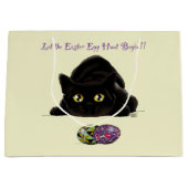 イースターエッグ狩りおもしろい猫 ラージペーパーバッグ (正面)