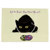 イースターエッグ狩りおもしろい猫 ラージペーパーバッグ (裏面)