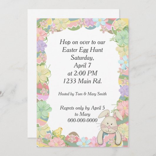 イースターエッグ狩りおもしろい 招待状 (正面/裏面)