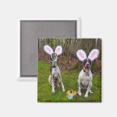 イースターエッグ狩りとパーティードッグスクエアマグネット マグネット (正面/裏面)