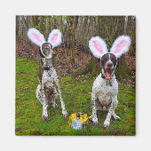 イースターエッグ狩りとパーティードッグスクエアマグネット マグネット (正面)