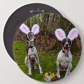イースターエッグ狩りとパーティードッグズラージラウンドボタン 缶バッジ (正面&裏面)