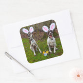 イースターエッグ狩りとパーティードッグラウンドスティッカー スクエアシール (封筒)