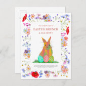 イースターエッグ狩りとブランチフローラバニー インビテーションポストカード (正面/裏面)