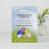 イースターエッグ狩りとブランチ花の写真 招待状 (スタンド正面)