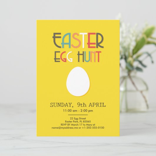 イースターエッグ狩りイエロー招待状とカスタム文字 招待状 (スタンド正面)