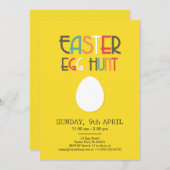 イースターエッグ狩りイエロー招待状とカスタム文字 招待状 (正面/裏面)