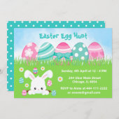 イースターエッグ狩りインピンクとターコイズブルー 招待状 (正面/裏面)