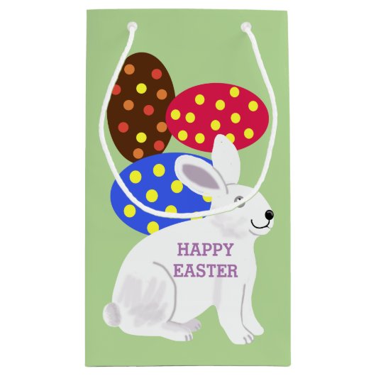 イースターエッグ狩りイースターバニーと卵 スモールペーパーバッグ (裏面)