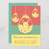 イースターエッグ狩りイースターパーティーお尻お祝い 招待状 (正面/裏面)