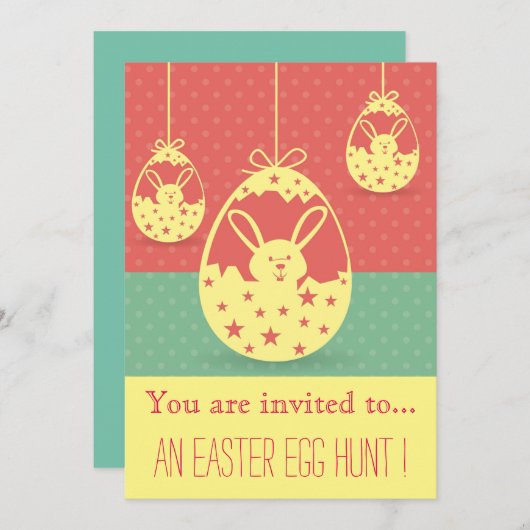 イースターエッグ狩りイースターパーティーお尻お祝い 招待状 (正面/裏面)