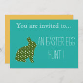 イースターエッグ狩りイースターパーティーお尻グリーンバニー 招待状 (正面/裏面)
