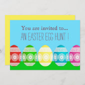 イースターエッグ狩りイースターパーティーかわいいイースターエッグ 招待状 (正面/裏面)