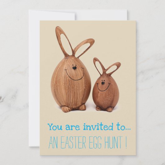 イースターエッグ狩りイースターパーティーかわいいブニー 招待状 (正面)