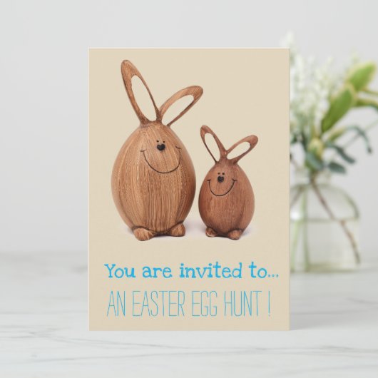 イースターエッグ狩りイースターパーティーかわいいブニー 招待状 (スタンド正面)
