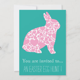 イースターエッグ狩りイースターパーティーガーリーピンクバニー 招待状