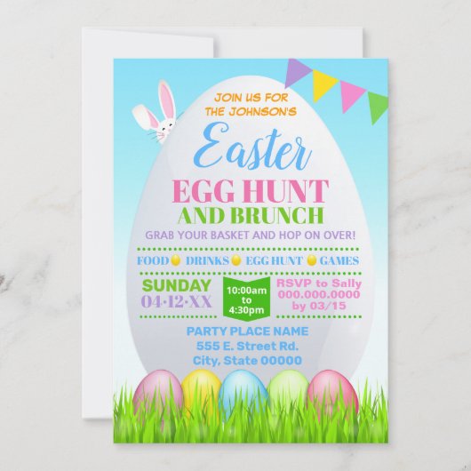 イースターエッグ狩りイースターブランチ 招待状 (正面)