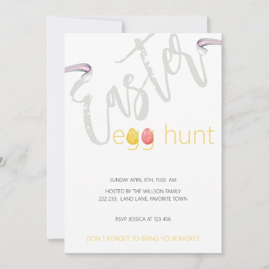 イースターエッグ狩りウォーターカラーイラストレーション 招待状 (正面)
