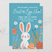 イースターエッグ狩りエレガントかわいいバニー 招待状 (正面/裏面)