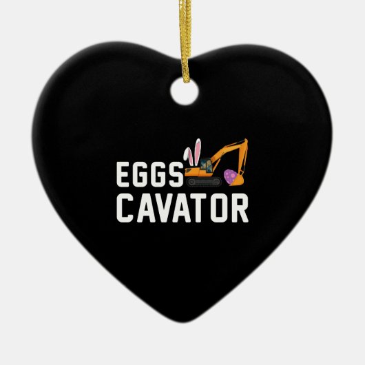 イースターエッグ狩りシャツエッグキャベ子供へータおもしろいー セラミックオーナメント (正面)