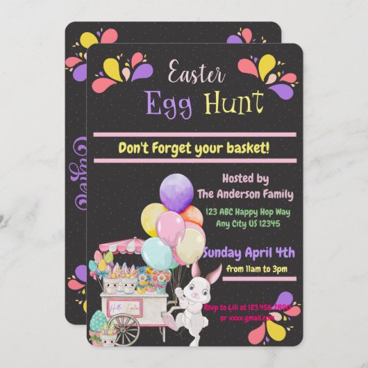 イースターエッグ狩りシャルボード招待状 招待状 (正面/裏面)
