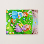 イースターエッグ狩りストーリータイムヴィンテージ写真 ジグソーパズル (横)