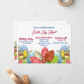 イースターエッグ狩りチックスフローラグリーンリー招待状 ノートカード (正面/裏面インサイチュ)