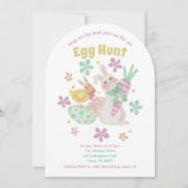 イースターエッグ狩りチックバニーフラワーカワイイ春 招待状 (正面)