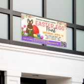イースターエッグ狩りバナーとqrコード 横断幕 (ビルの外側)